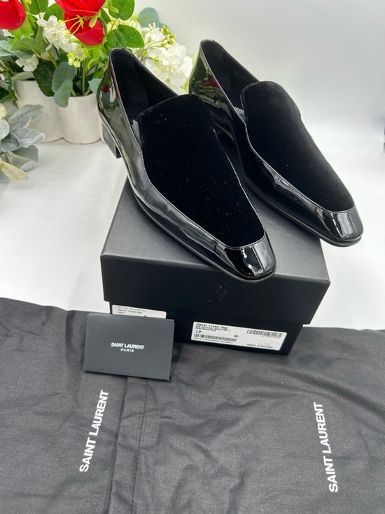Men\'s Saint Laurent patent/velvet loafers size 45 made in Italy main image 11
